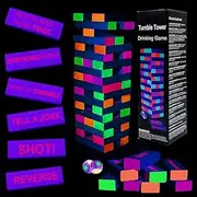 Black Light Tumble Tower -Glowing Blocks Tumble Tower Suitable for Day Or Night，Games for Adults Party or Drinking Games Stacking Games