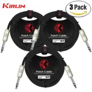 3-PACK Kirlin 10FT 1/4" TRS Plug to Same 20AWG Stereo Patch Cable AP-209 PR-10