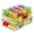 14 Pack Stackable Refrigerator Organizers: BPA Free, Clear Containers