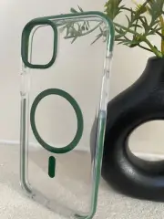 Tech21 Evo Crystal Clear Moss Green Tough Strong Case For Apple iPhone 15 Plus