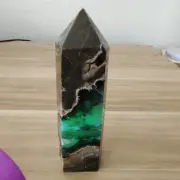 725g RARE Natural blue Volcanic Rock agate obelisk Quartz Crystal Tower Point