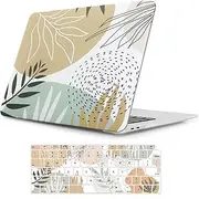 iLeadon for MacBook Air 13 inch Case 2022 2021 2020-2018 Release Model A2337 M1/A2179/A1932, Matte Plastic Hard Shell Case with Keyboard Cover Screen Protector, Abstract Tropical Leaves