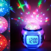 Music Led Star Sky Projection Digital Alarm Clock Calendar Thermometer Kids QQ