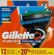 GILLETTE FUSION5 PROGLIDE 12-PACK CARTRIDGES WITH PRECISION TRIMMER (SEALED BOX)