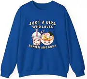 [X.Style] Just A Girl Who Loves Boba Tea and Ramen Bubble Tea Japanese ds018 Sweater Royal 2XL