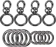 uxcell 4 Pcs Metal Swivel Clasps Key Chain O Ring Keyrings Round Spring Snap Keychain Hook Clip for Chains Extender DIY Handicrafts Keys Lanyards Jewelry Findings, Gun Black