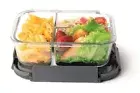 Microwave Safe Slim Lunch Box- Borosilicate Glass- Airtight, Leak & Spill Proof