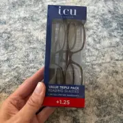 ICU Eyewear Value Set Triple Pack Reading Glasses +1.25 Black Brown