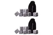 2x 9pc Bartender Whisky Cooling Rocks Reusable Ice Stones Set w/ Velvet Pouch