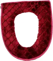 Homoyoyo Padded Red Toilet Seat Cover - Soft Flannel Commode Cushion Protector for Comfort and Warmth - Universal Fit Bathroom Accessory