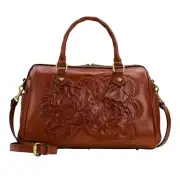 PATRICIA NASH SKYE CINNAMON BURNISHED ROSE TOOLED LEATHER SATCHEL PURSE - NWT