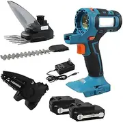 3 in 1 Cordless Hedge Trimmer and Grass Shear, Portable Handheld Chain Saws, Handheld Grass Cutter with 2 Interchangeable Blades for Cutting Trees Garden Pruning, Branches, Wood
