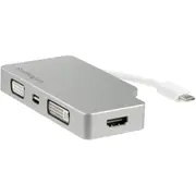 StarTech.com USB C Multiport Video Adapter 4K/1080p - USB Type C to HDMI, VGA, DVI or Mini DisplayPort Monitor Adapter - Silver