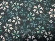 SNOWFLAKES FLORAL SNOW FLAKE BLUE WHITE STUNNING GITAL PRINT COTTON FABRIC BTHY