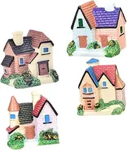 Outanaya 4Pcs Decorative Villa Ornaments for Aquarium Adornment Random Color House Models Durable Landscape Accessories for Micro Gardening Home Decor
