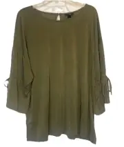 Mossimo Women’s Army Green Crew Neck 3/4 Tie Sleeve Blouse Top Sz XXL 2XL NEW
