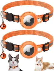 2Pack Airtag Cat Collar with Breakaway Bell, Cat Collar Accessory with Safety