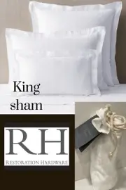 Restoration Hardware King Sham Stonewashed Belgian Flax Linen Color Natural $139