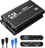 4K HDMI Video Capture Card, HDMI to USB 3.0 Capture Card with Microphone 4K 1080p 60fps Video Recorder for Streaming Work with Nintend0 Switch/Camera/PS4/PS5/Xbox/PC