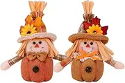 Thanksgiving Gnomes Set - 2 Harvest Season Sunflower Maple Scarecrow Pendants Pumpkin Dolls Autumn Ornaments