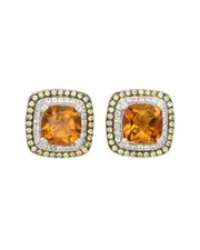 Suzy Levian Silver 0.02 ct. tw. Diamond & Gemstone Double Halo Studs