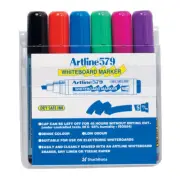 6pc Artline 579 Home/Office 5mm Chisel Nib Whiteboard Marker Assorted Colours