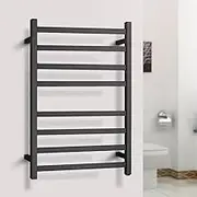 ACA Trading 8 Bar Square Heated Towel Rail 91x62cm Stainless Steel Electric Towel Warmer Wall Mounted Bathroom Heated Towel Rack Holder Shelf IP55 SAA Approved(Matte Black)