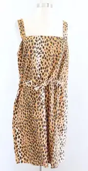 NWT Asos Spotted Cheetah Print Drawstring Tie Waist Casual Dress Size 8