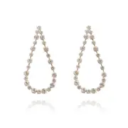 Culturesse Blake 11cm Water Drop Earrings Silver Plated For Pierced Ears Crystal