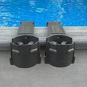 Pool Cup Holders for Above Ground Pool | 2 Pack, Charcoal Grey | for Square Top Pools Only, Not Compatible with Round Top Bar. Adjustable Drink Holders, Pool Accessories, Boat, Deck Ramp, Balcony.