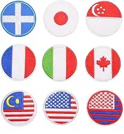 jojofuny 18Pcs Round Flag Cloth Patches Adorable Embroidery DIY Appliques for Clothing Repair for Jeans Hats and Bags Fashionable Decorative Stickers