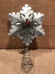 GALVANIZED METAL SNOWFLAKE CHRISTMAS TREE TOPPER