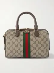 [Gucci] Gucci - Ophidia Textured Leather- And Webbing-trimmed Printed Coated-canvas Tote - Beige - One size One size Neutrals