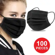 100pcs Black Disposable 3PLY Face Mask with Comfortable Ear Loops