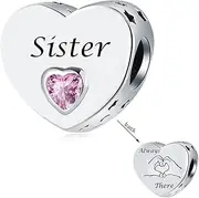 OutstandLong Pink Heart Charm Compatible with Pandora Bracelets for Wife Friend Mom Daughter Grandma Sister