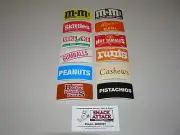 VENDSTAR 3000 BULK CANDY VENDING MACHINE /(12) RECTANGULAR CANDY LABEL STICKERS