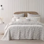 Bianca Ameila Stone Jacquard Quilted Foliage Bedspread Set Double