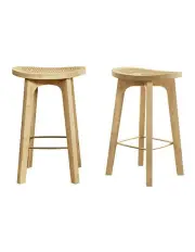 [Artiss] 2x Bamboo Rattan Barstools in Brown