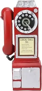 Antique Telephone Ornament, Fashionable Classic Cell Phone Model, Vintage Rotary Antique Telephone Decor, Crafts Ornaments Cafe Bar Window Booth Decoration (Red)