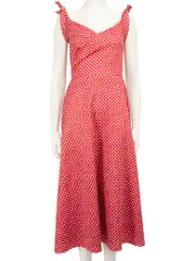 Red Polkadot Midi Dress