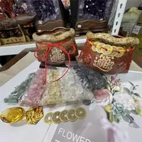 在飛比找momo購物網優惠-【千奇國際精品】招財錢袋組鶯歌陶瓷錢袋聚寶盆(五色水晶石大顆