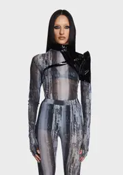 [Punk Rave] Gothic One-Arm Long Sleeve Short Coat