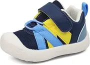 [MK MATT KEELY] Baby Shoes Boys Girls First Walking Shoes Children's Shoes 0-2 Years Soft Sole Non-Slip Breathable Lightweight Trainers, Dark Blue 2, 18 EU