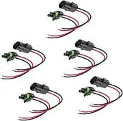 5 Pairs Quick Disconnect Plug Socket, Waterproof 2 Pin Way Electrical Wire Connector Male Female Plug Socket for Car Truck Motorcycle Marine Boat