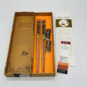 Gift Box Set Two Natural Wood Painted Chopsticks and Rests New