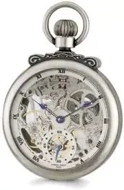 Charles Hubert Antiqued Chrome Finish Brass Skeleton Pocket Watch