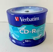 50 VERBATIM Blank 52X CD-R CDR Branded Logo 700MB Media Disc Brand NEW Sealed