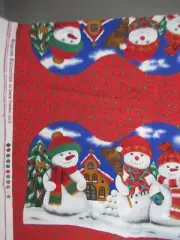 David Textiles English Collection Winter Holiday Snowmen STRIPE Cotton Fabric