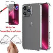 For iPhone 16 Pro Max/16 Pro/16 Plus Case Slim Clear Phone Cover +Tempered Glass