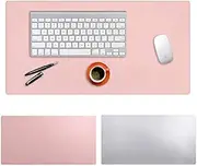 Mouse Pad, Amazer-T Office Desk Mat Blotter,Upgraded PU Leather Desk Protector Cover Large Mouse Pad, Waterproof Writing Mat for Office/Home/Computer,Dual Use (Pink & Silver,80cm*40cm, 35" x 18")